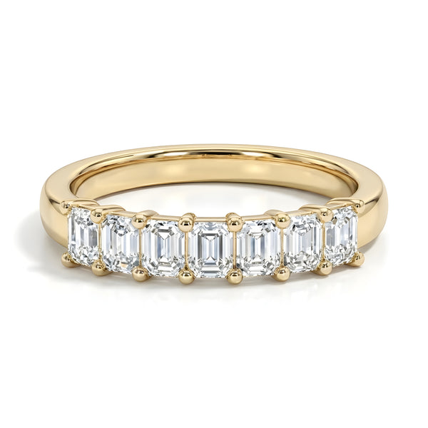 Seven Stone Classic Basket Emerald Ring