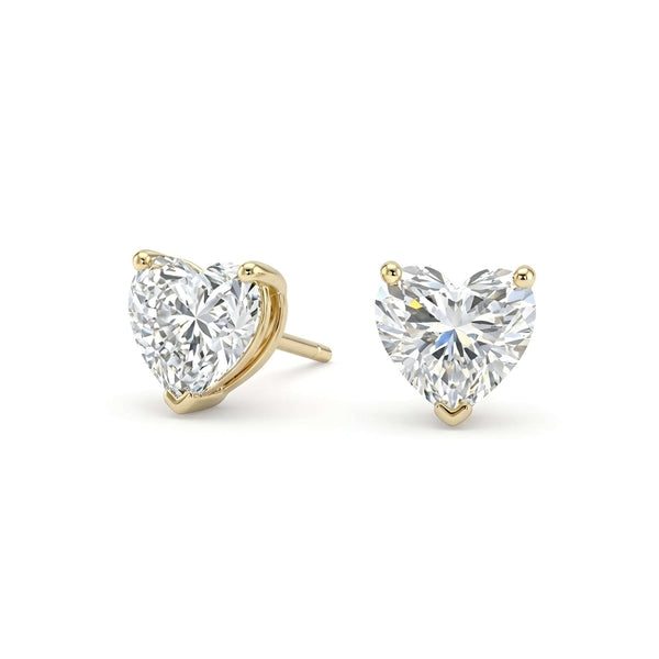 Heart 3-Prong Lab-Grown Diamond Stud Earrings