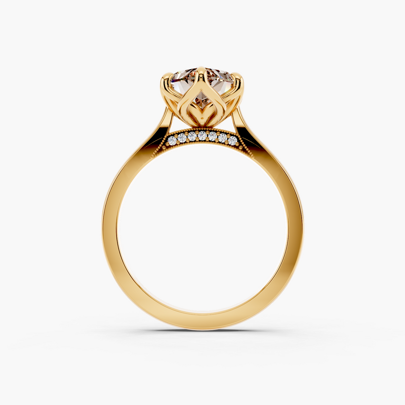 Elysian Tulip Champagne Setting Solitaire Style Engagement Ring