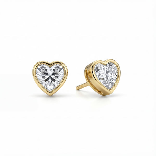 Heart Bezel Lab-Grown Diamond Stud Earrings