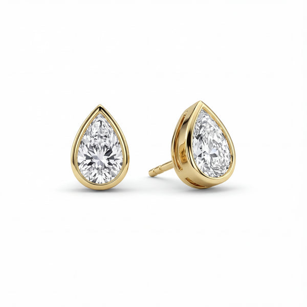 Pear Bezel Lab-Grown Diamond Stud Earrings