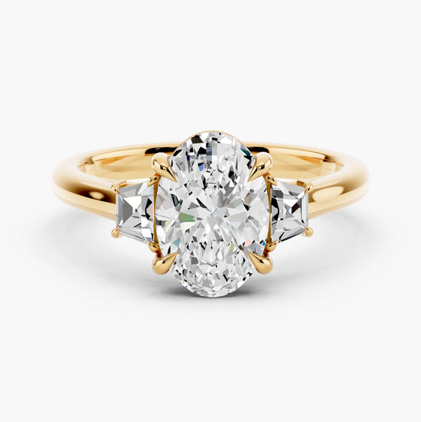 Three Stone Brilliant Trapezoid Setting