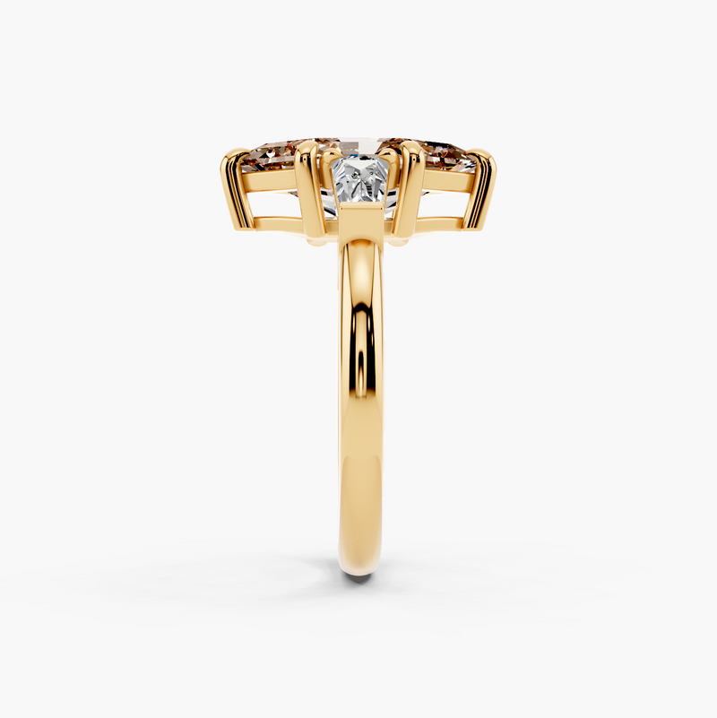 Three Stone Tapered Baguette Diamond Champagne Setting