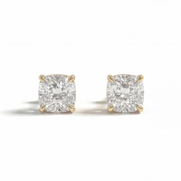 Cushion 4-Prong Lab-Grown Diamond Stud Earrings