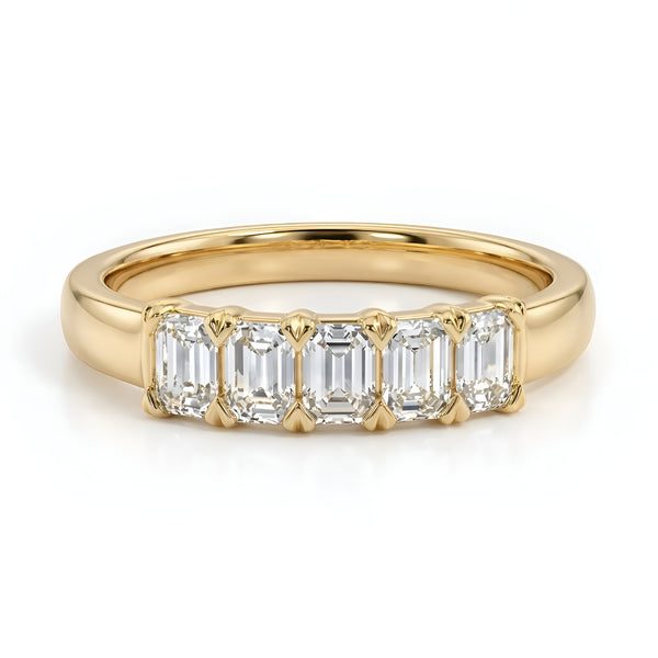 Five Stone Emerald Lab Grown Diamond Ring