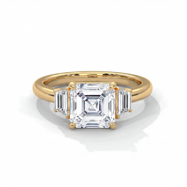 Three Stone Step Cut Trapezoid Setting