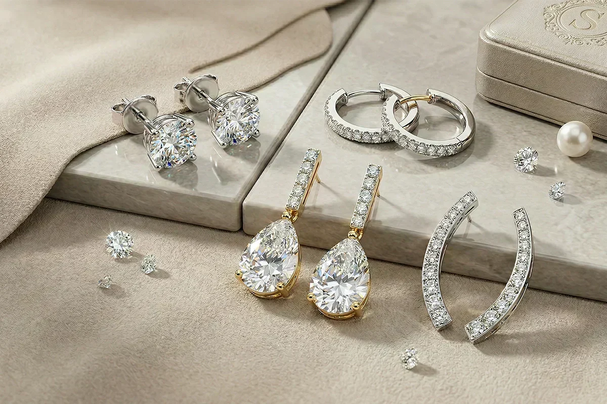 Diamond Earring Styles Explained: Hoops, Drops, Studs & Climbers