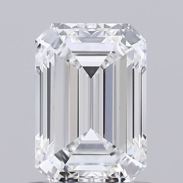 0.94 A dazzling, clear emerald-cut diamond with intricate facets, showcasing brilliance and clarity against a neutral background.