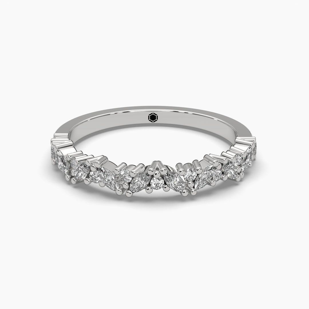 0.4ctw Marquise and Round Lab Grown Diamond Fashion Wedding Ring | 14k Gold
