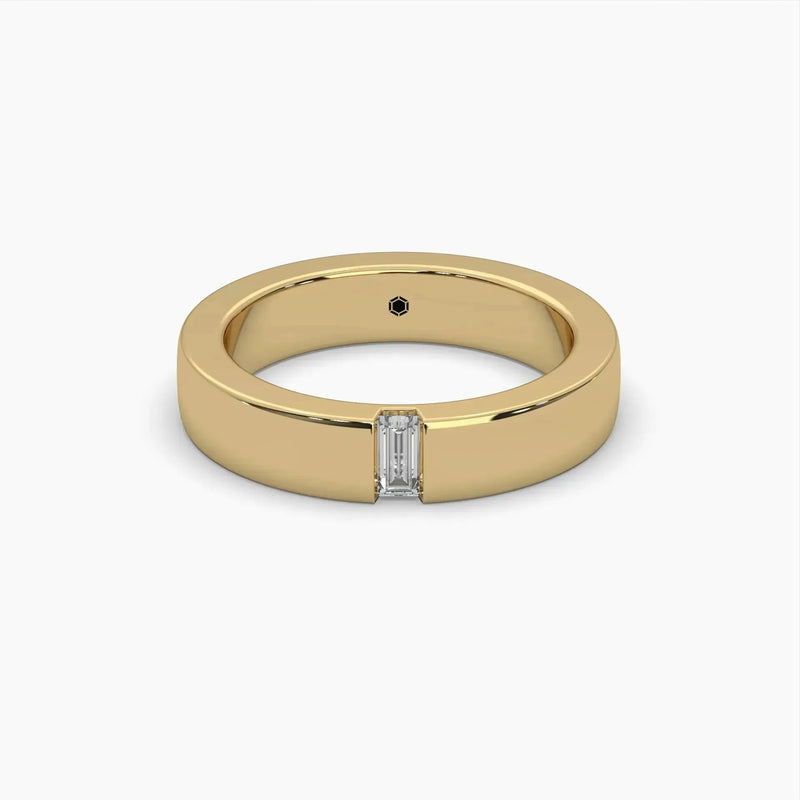 Men's Baguette Diamond Wedding Ring: 14k Gold