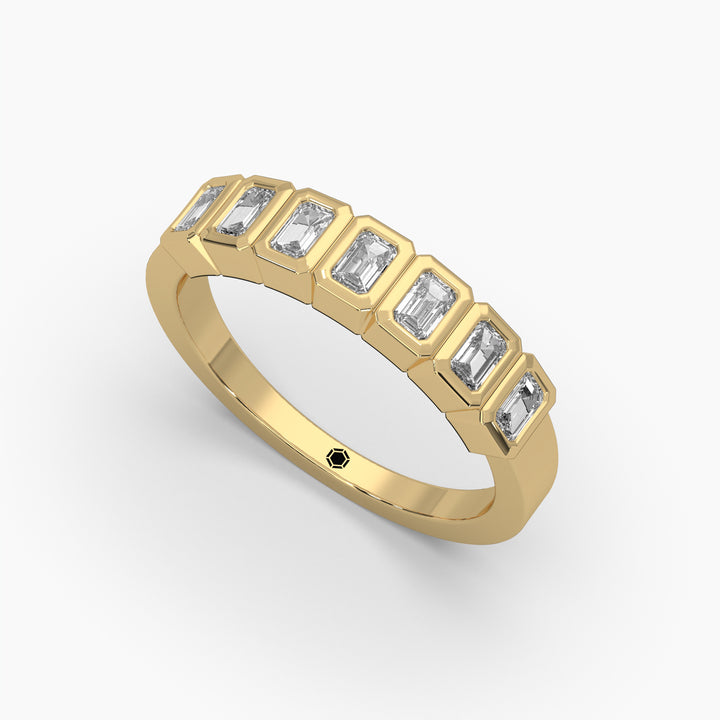 0.5ctw Emerald Lab Grown Diamond 7 Stone Bezel Fashion Ring | 14k Gold