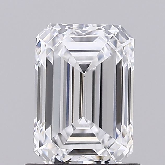 1.01 A sparkling, rectangular-cut diamond with elegant facets reflecting light against a neutral gray background.