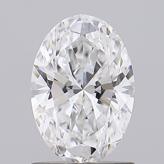 1.03 Close-up of a sparkling oval diamond, showcasing its intricate facets and brilliant clarity against a neutral background.