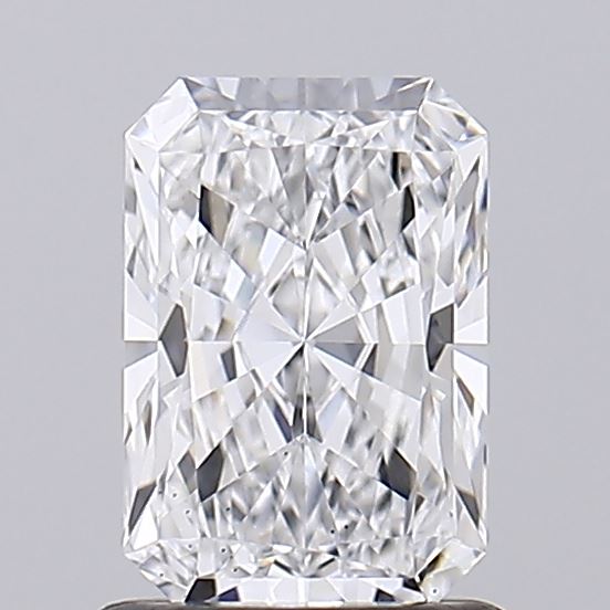 1.03 Rectangular diamond with intricate facets and clear brilliance.