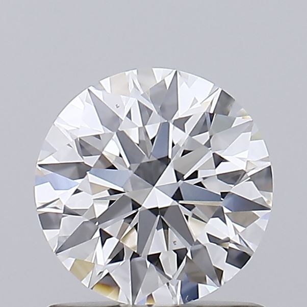 1.03 A round brilliant cut diamond with multiple facets reflecting light against a gray background.