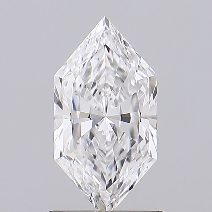 1.05 A radiant-cut, symmetrical diamond with a kite shape, displaying brilliant facets and reflections on a neutral gray background.