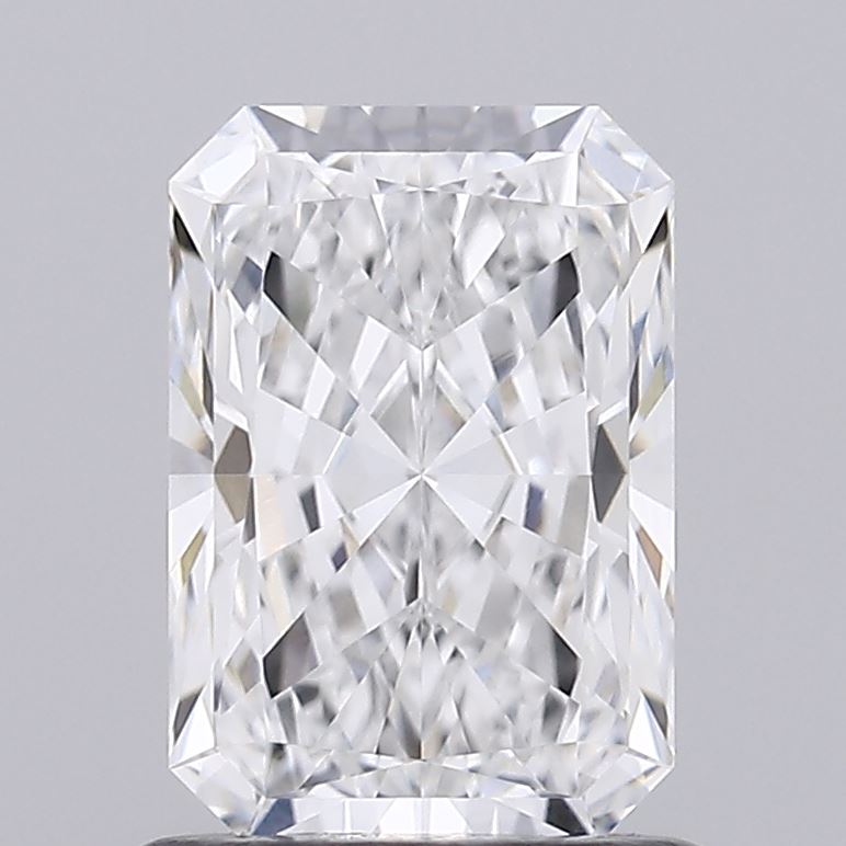 1.08 Rectangular diamond with intricate facets and clear brilliance.