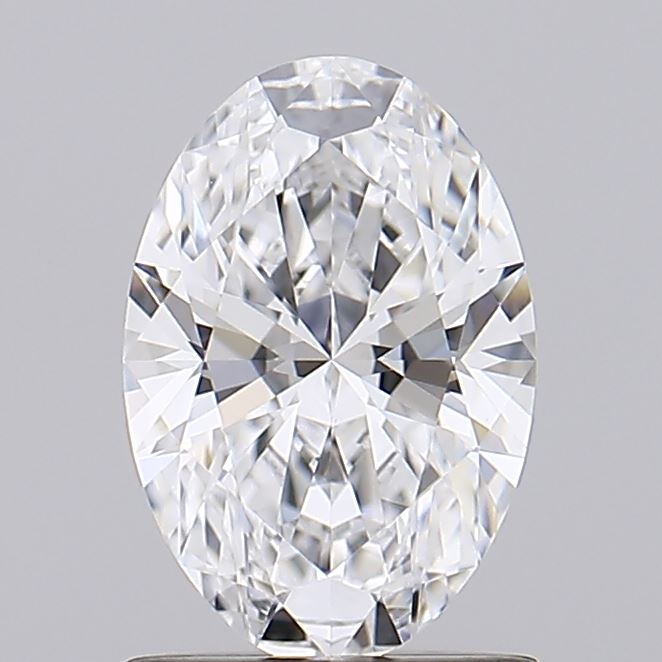 1.09 A sparkling oval-cut diamond shines brilliantly with intricate facets, reflecting light against a neutral background.