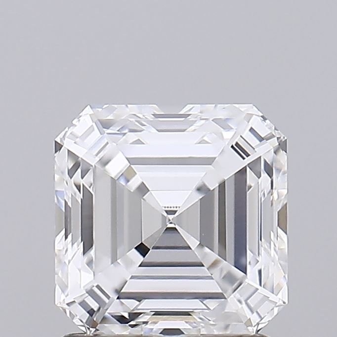 1.26 Close-up of a sparkling, clear, square-cut diamond showcasing its intricate facets and brilliant reflections.