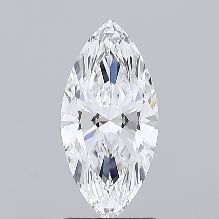 1.29 A sparkling marquise-cut diamond with intricate facets, displayed prominently against a soft gray background.