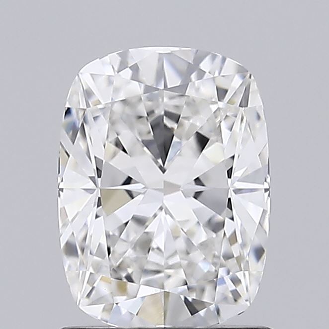 1.31 Close up of a cushion cut diamond against a grey background.