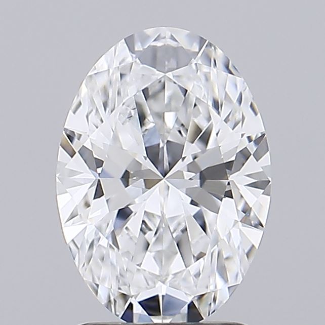 1.31 A sparkling oval diamond with intricate facets reflecting light, set against a plain gray background. The gem appears elegant and luxurious.