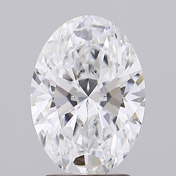 1.5 Oval-cut diamond against a plain background, showcasing intricate facets and brilliant sparkle. The clarity and symmetry convey luxury and elegance.