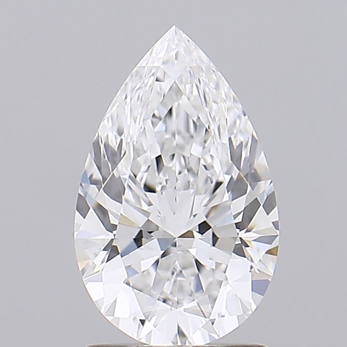 1.52 A gleaming, pear-shaped diamond with intricate faceting, reflecting light beautifully against a light gray background.