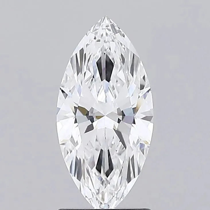 1.54 A sparkling marquise cut diamond, showcasing intricate facets and clarity displayed against a soft grey background.