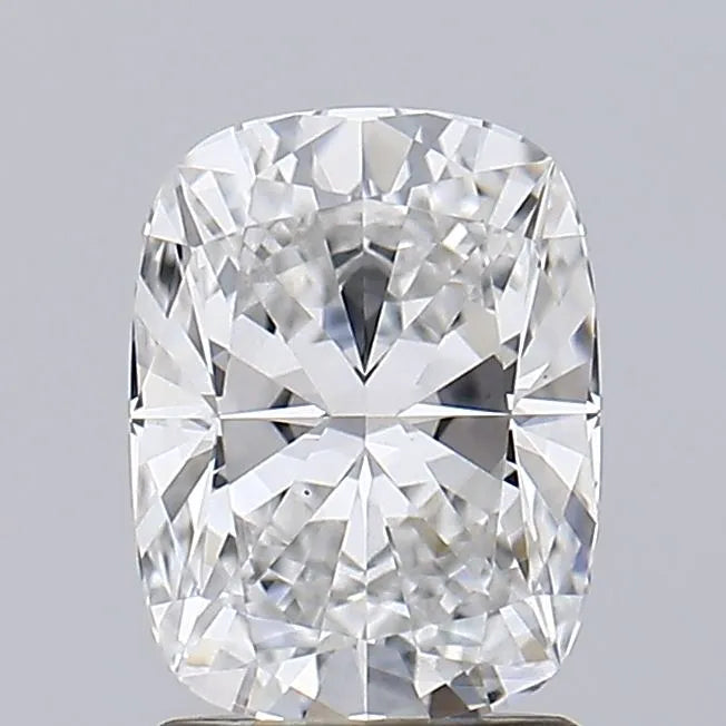 1.55 A radiant cut sparkling clear diamond against a grey background.