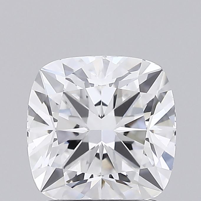 1.55 A sparkling square-cut diamond with intricate facets reflecting light, creating a brilliant display. The gem is isolated on a plain gray background.