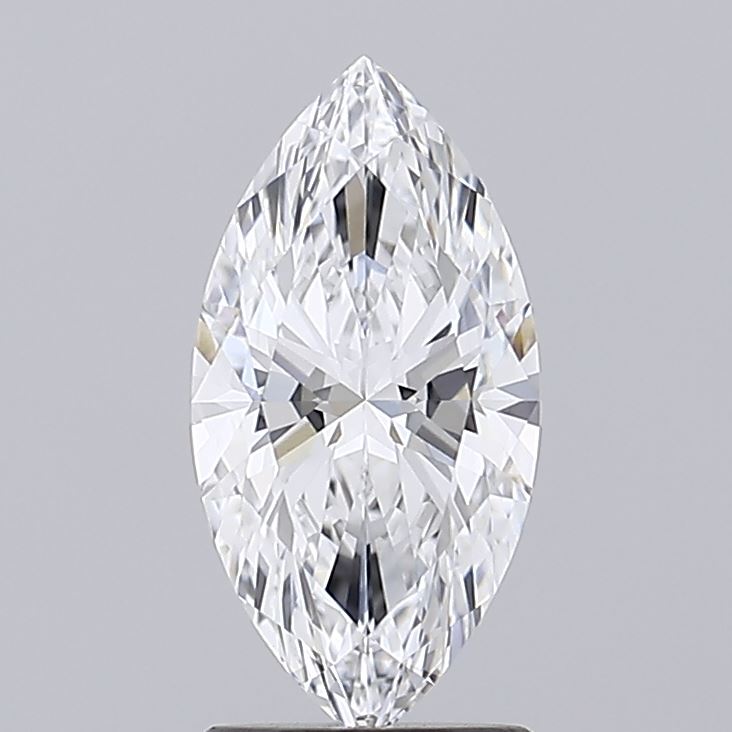 1.56 A sparkling marquise cut diamond with multiple facets on a gray background.