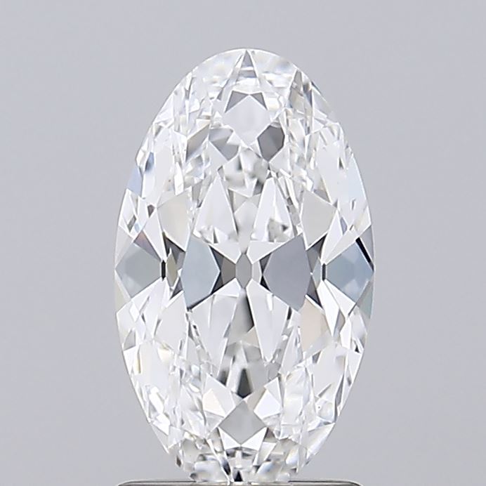1.57 Oval-cut diamond with a brilliant facet pattern, reflecting light in a dazzling display. Its clear, pristine surface conveys elegance and luxury.