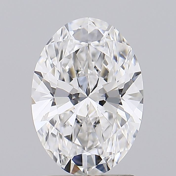 1.58 A sparkling oval-cut diamond, showcasing intricate facets and brilliance against a gray background.