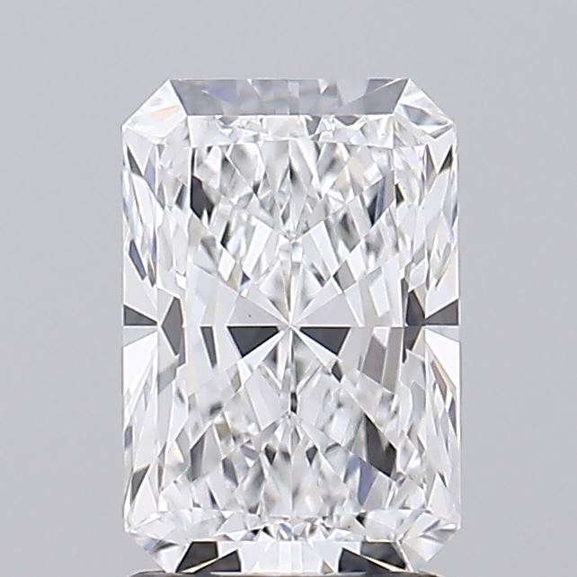 1.70 Radiant-cut diamond with a rectangular shape, reflecting light through multiple facets. The diamond's clarity and brilliance create an elegant and luxurious feel.