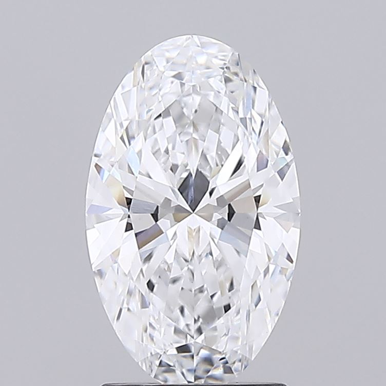 1.73 Oval-shaped diamond with brilliant facets, displaying a sparkling shine against a gray background. The gem exudes elegance and luxury.