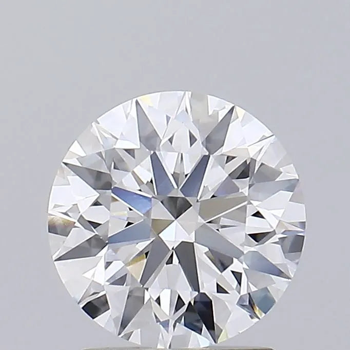 1.82 A close up view of a brilliantly cut round diamond against a grey background.