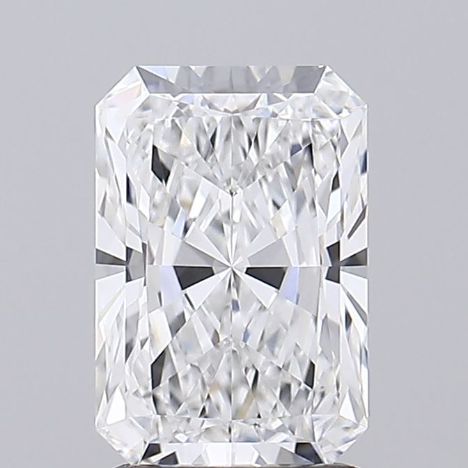 1.85 Rectangular diamond with intricate facets and clear brilliance.
