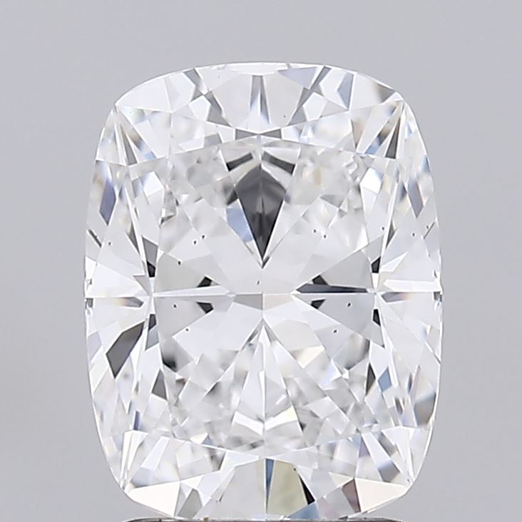 1.88 A close up of a cushion cut diamond against a grey background.