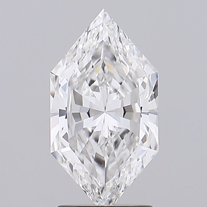 1.91 A radiant-cut diamond with sharp facets and a symmetrical, elongated shape set against a plain background, exuding elegance and brilliance.