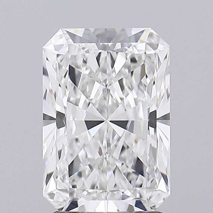 1.94 A brilliant rectangular-cut diamond sparkles against a light gray background, showcasing its clarity and intricate faceting.