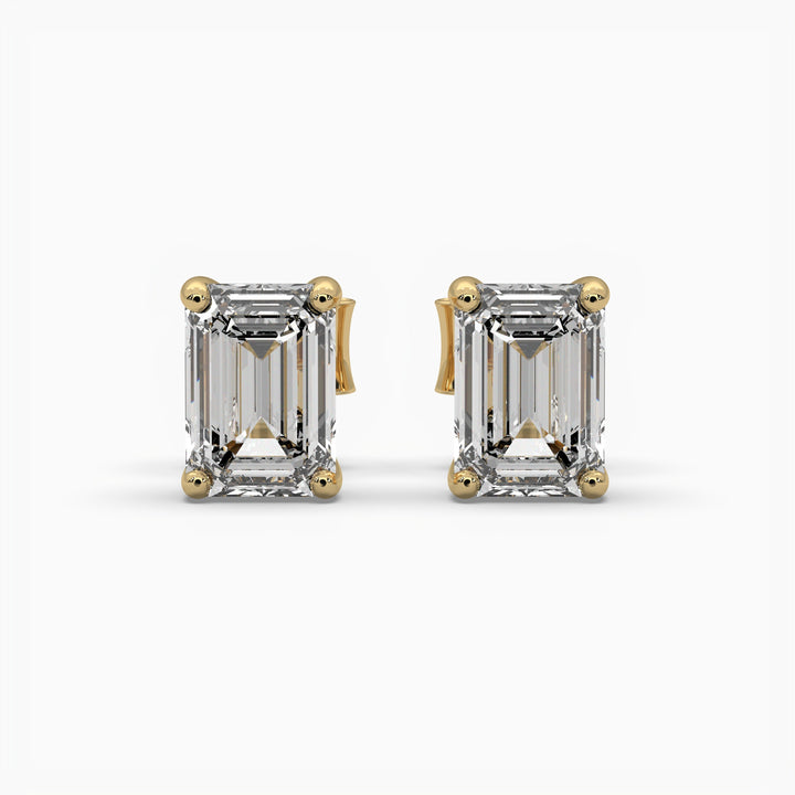 1ct Emerald Lab Grown Diamond Earrings | Screw Back Stud Earrings | 14k Gold