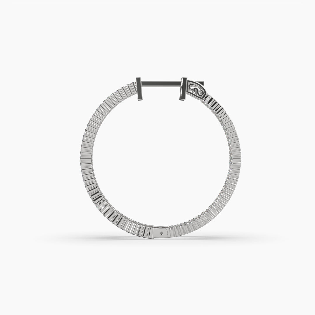 2ctw Round Lab Grown Diamond Pave 1.5 Inch Hoop Earrings | 14k Gold