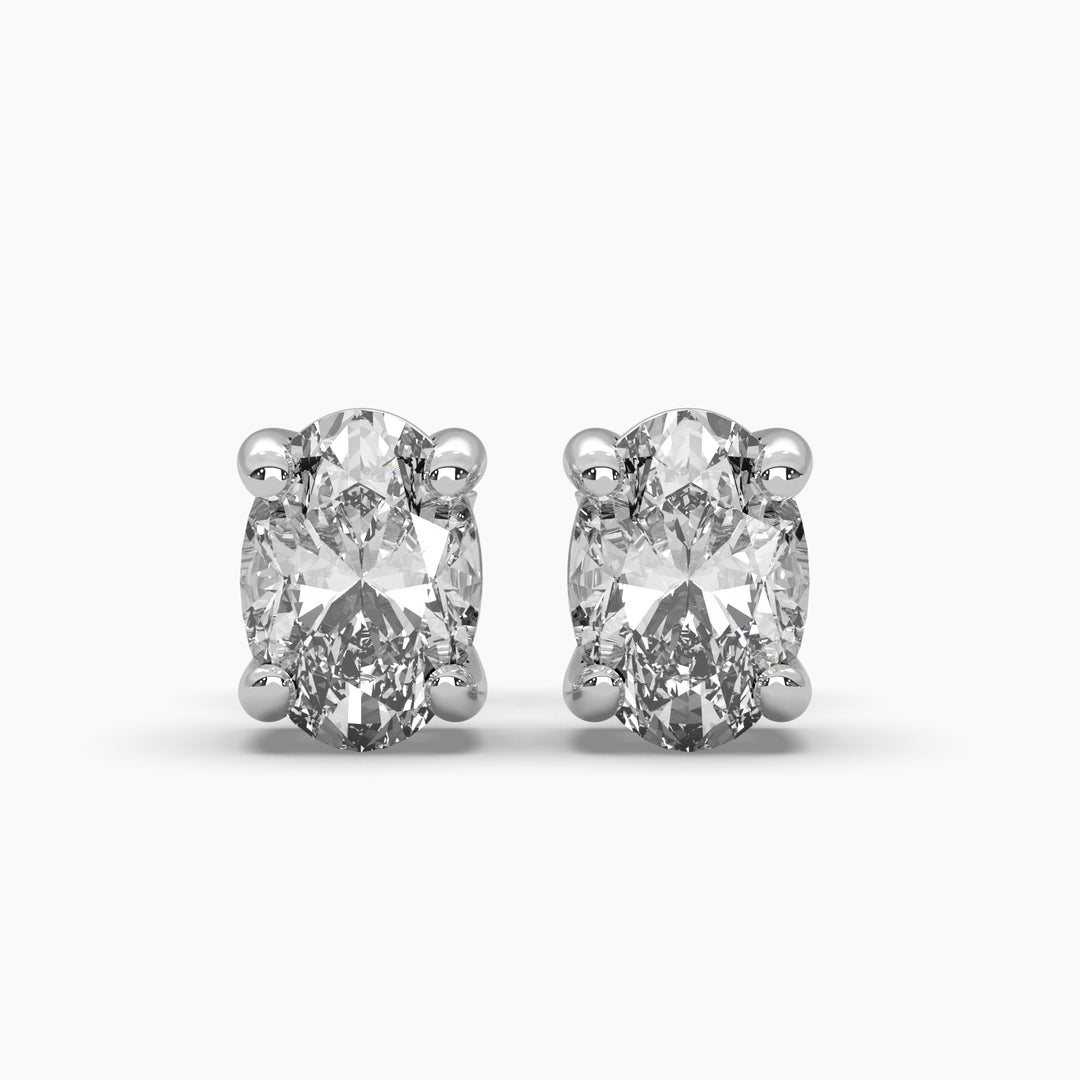 1ct Oval Lab Grown Diamond Earrings | Screw Back Stud Earrings | 14k Gold