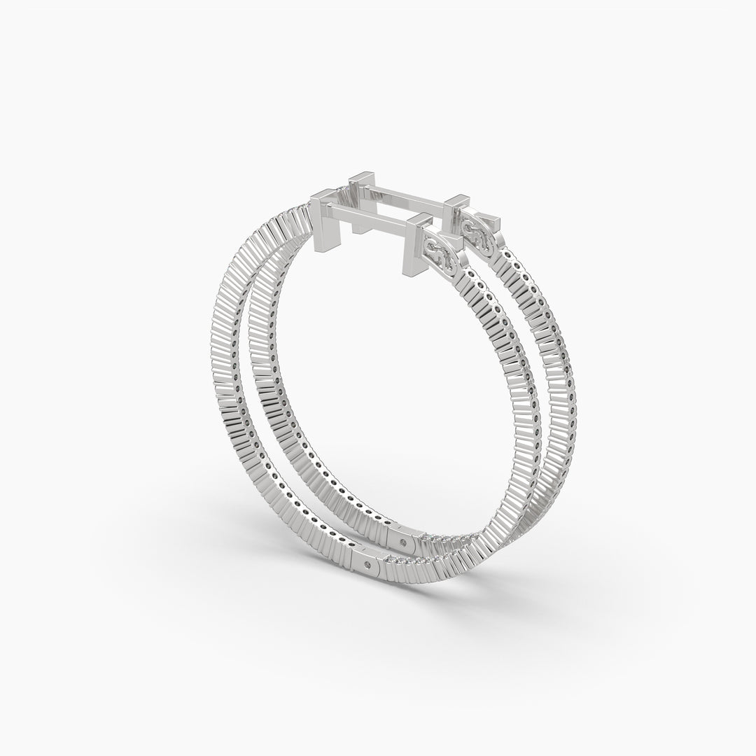 2ctw Round Lab Grown Diamond Pave 1.5 Inch Hoop Earrings | 14k Gold