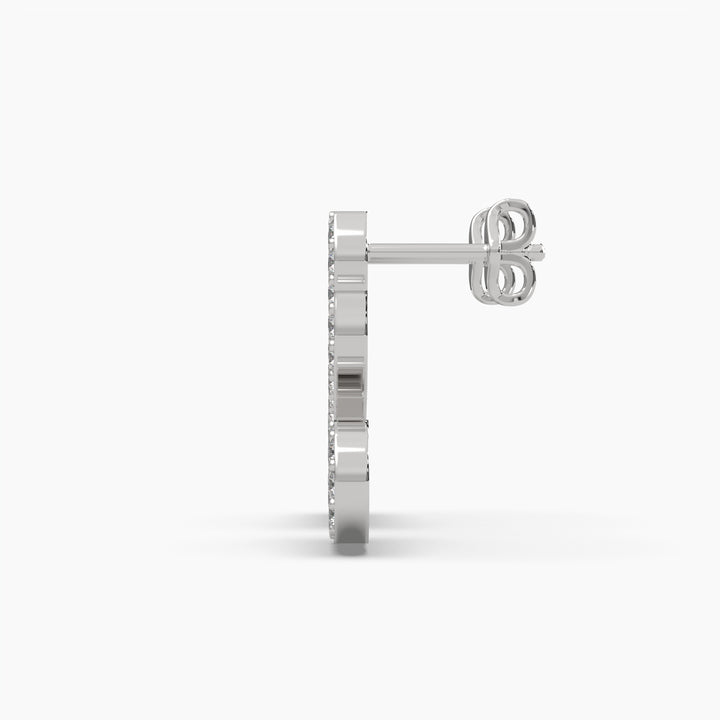 0.25ct Round Lab Grown Diamond Snake Earrings | Push Back Stud Earrings | 14k Gold