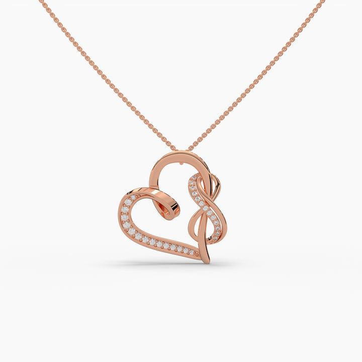 0.2ctw Round Lab Grown Diamond Heart Infinity Pendant Necklace | 14k Gold