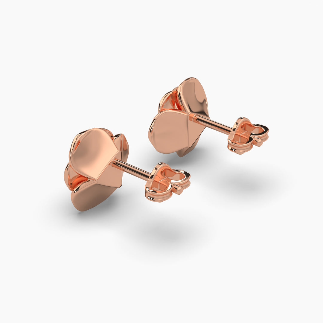 0.25ct Round Lab Grown Diamond Rose Earrings | Push Back Stud Earrings | 14k Rose Gold