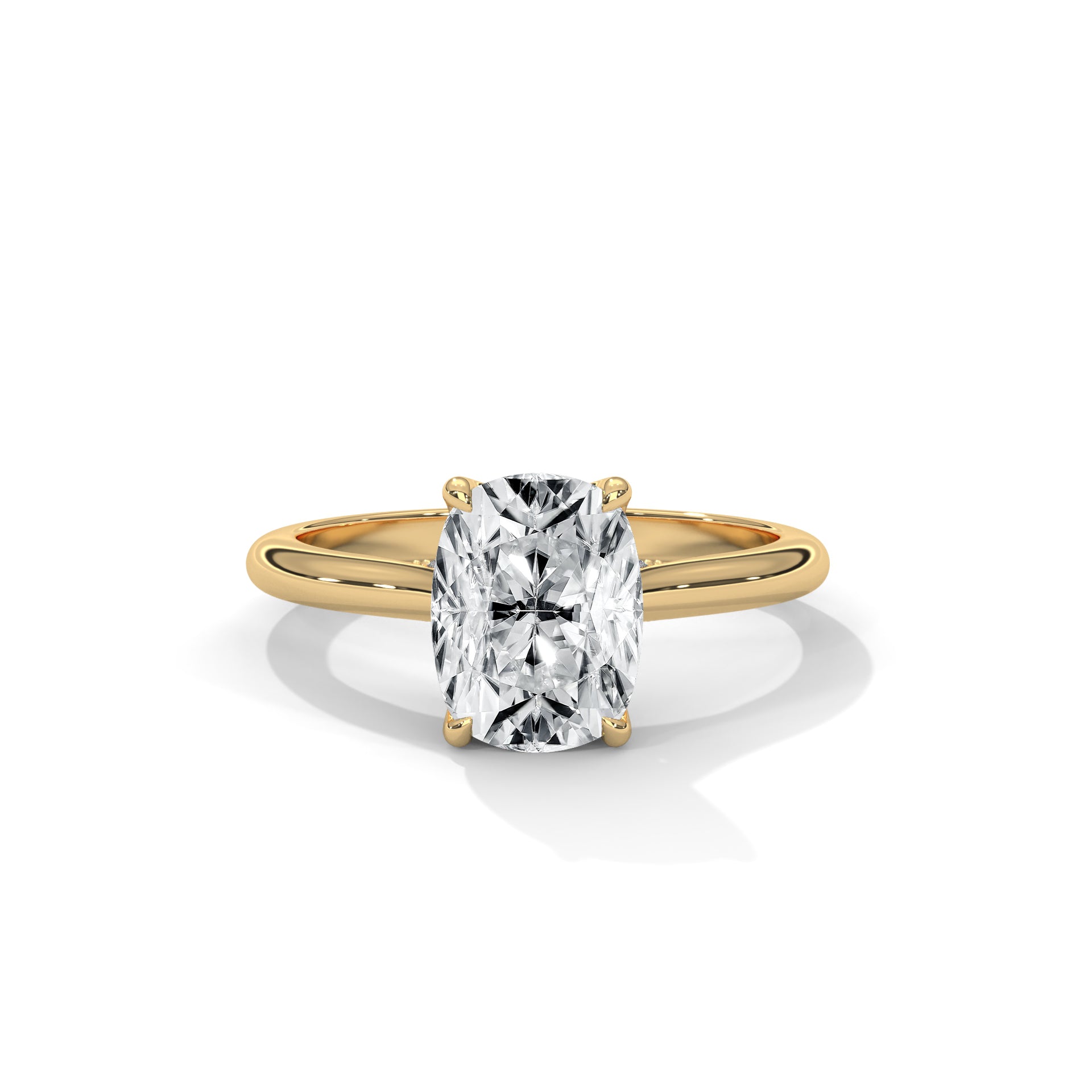 14k Yellow Gold / Long Cushion