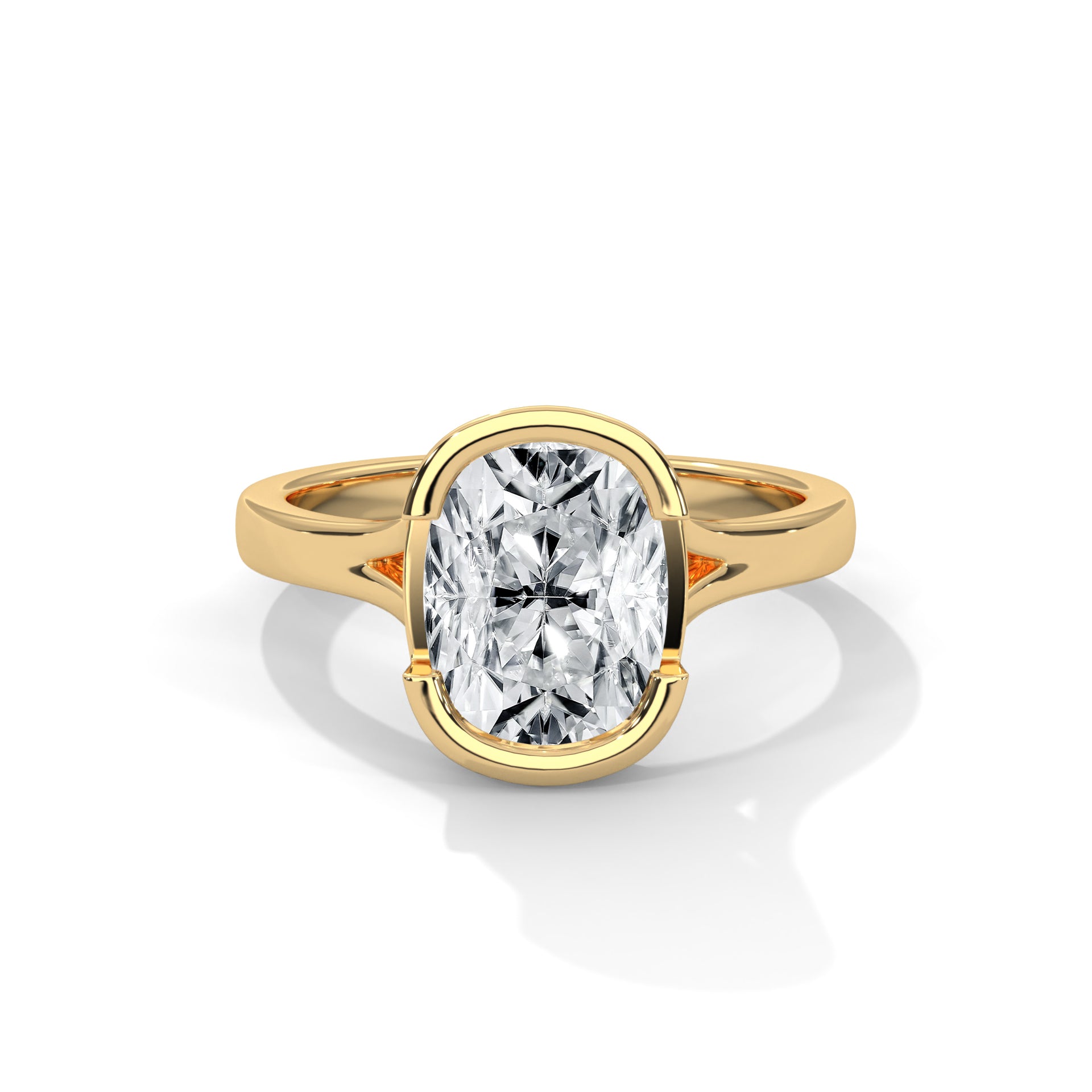 14k Yellow Gold / Long Cushion